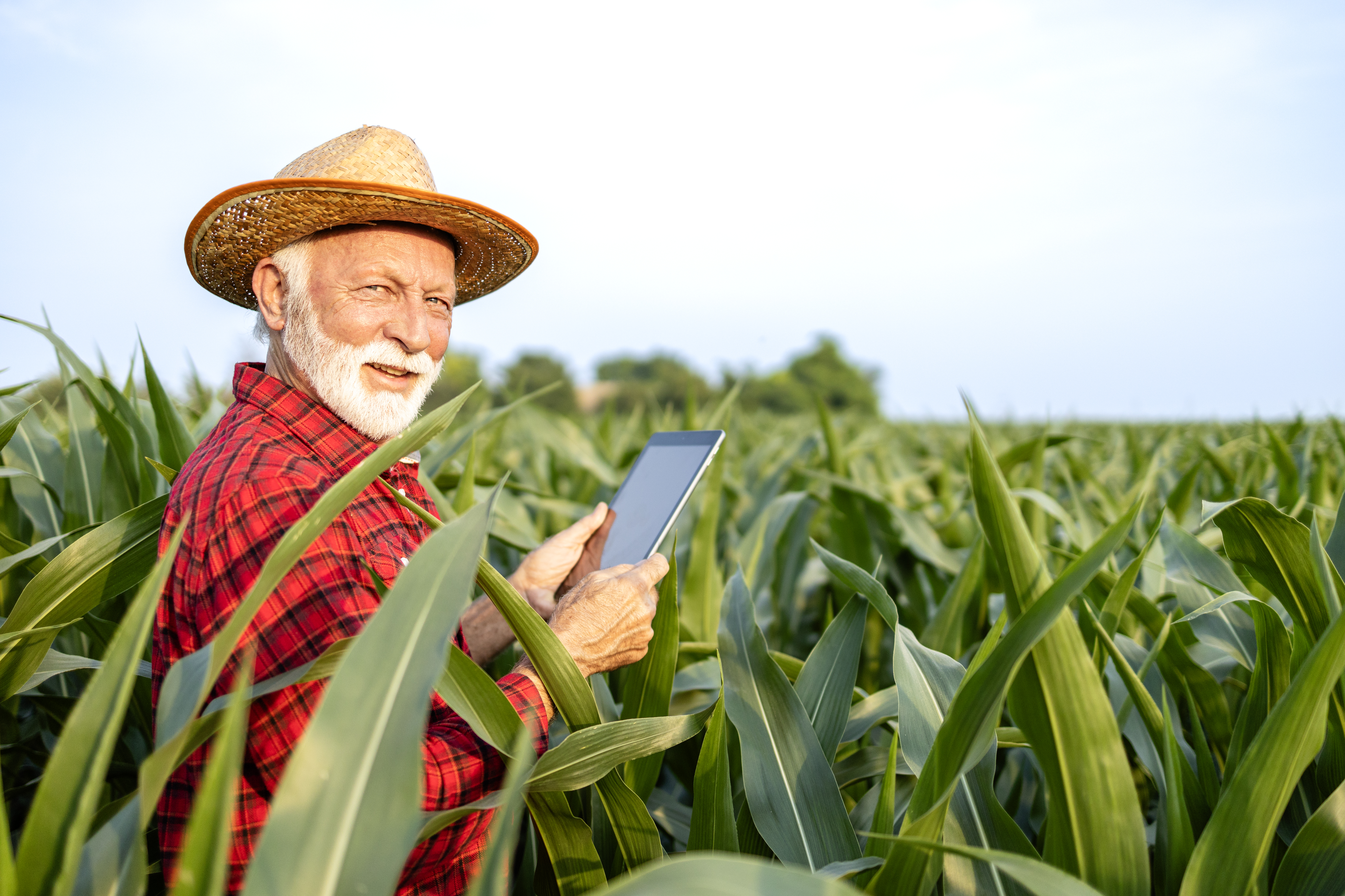 Farmer with iPad.
